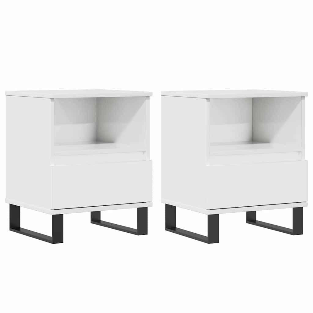 vidaXL Κομοδίνα 2 τεμ. Γυαλ. Λευκό 40 x 35 x 50 εκ. Επεξεργασμένο Ξύλο