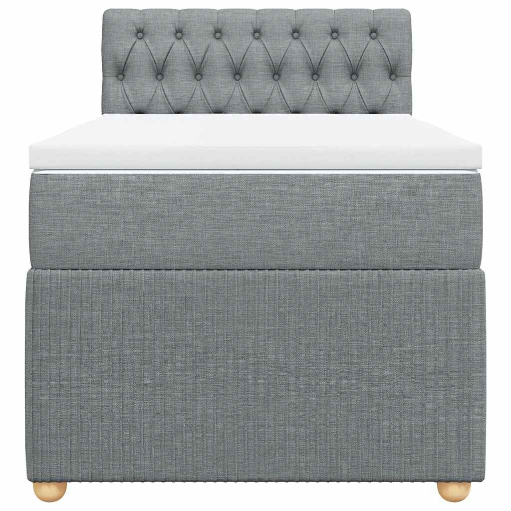 vidaXL Κρεβάτι Boxspring με Στρώμα Ανοιχτό Γκρι 90x200 εκ. Υφασμάτινο