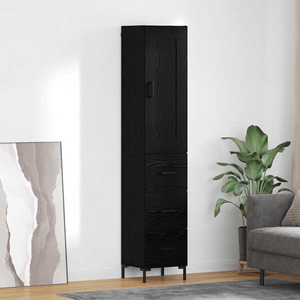 vidaXL Highboard &Mu;&alpha;ύ&rho;&eta; &Omicron;&xi;&upsilon;ά 34,5 x 34 x 180 &epsilon;&kappa;. &Epsilon;&pi;&epsilon;&xi;&epsilon;&rho;&gamma;&alpha;&sigma;&mu;έ&nu;&omicron; &xi;ύ&lambda;&omicron;