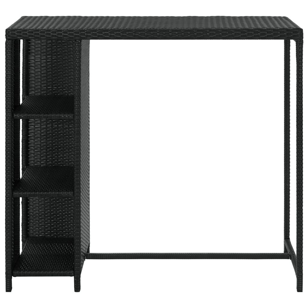 vidaXL Τραπέζι Μπαρ με Ράφια Μαύρο 120x60x110 εκ. από Συνθετικό Ρατάν