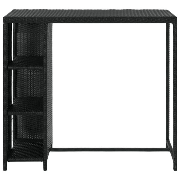 vidaXL Τραπέζι Μπαρ με Ράφια Μαύρο 120x60x110 εκ. από Συνθετικό Ρατάν