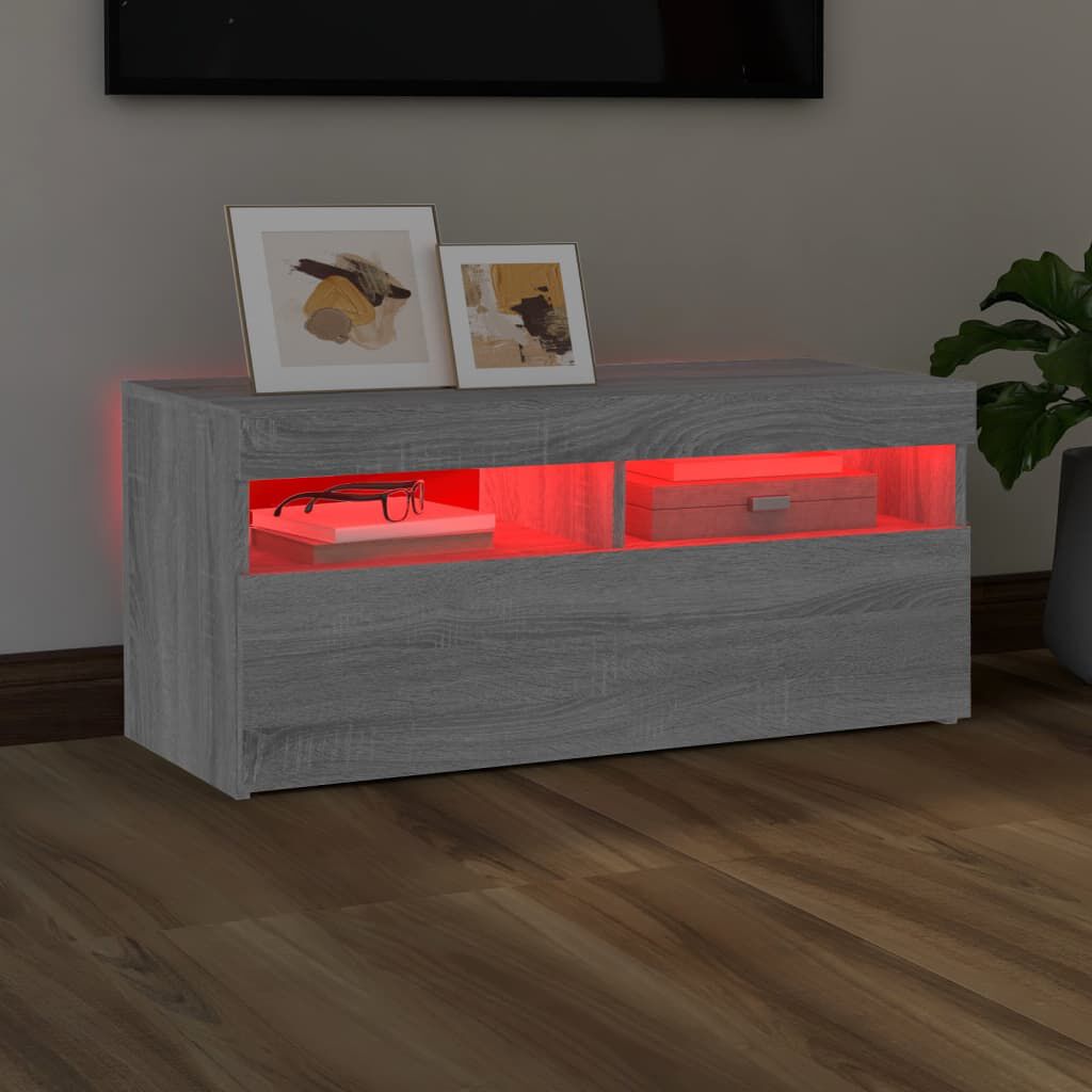 vidaXL Έπιπλο Τηλεόρασης με LED Γκρι Sonoma 90x35x40 εκ.