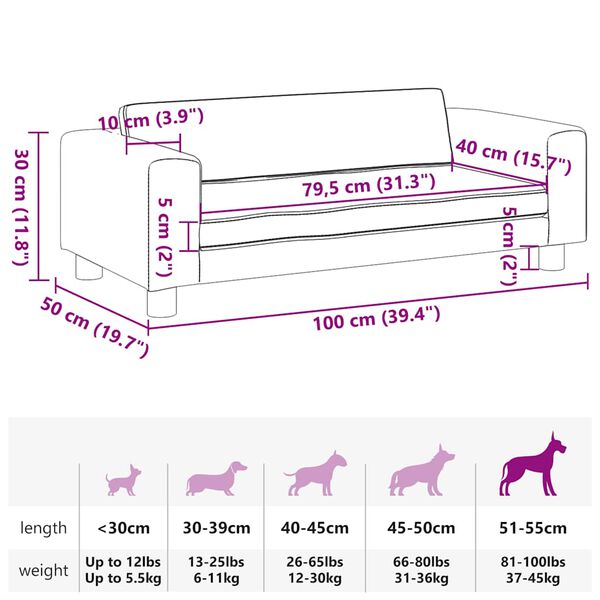 vidaXL Κρεβάτι Σκύλου με Προέκταση Καφέ 100 x 50 x 30 εκ. Βελούδινο