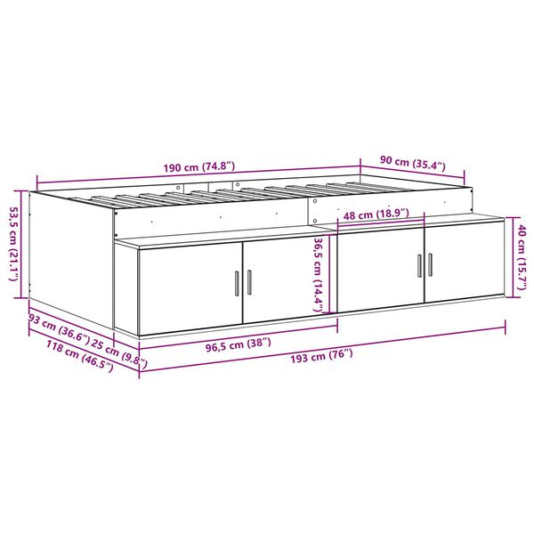vidaXL Κρεβάτι Αποθήκευσης Sonoma Oak 90x190 εκ.