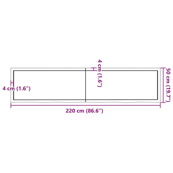 vidaXL Ράφι Τοίχου Σκούρο Καφέ 220x50x(2-6) εκ. Επεξ. Μασίφ Ξύλο Δρυός