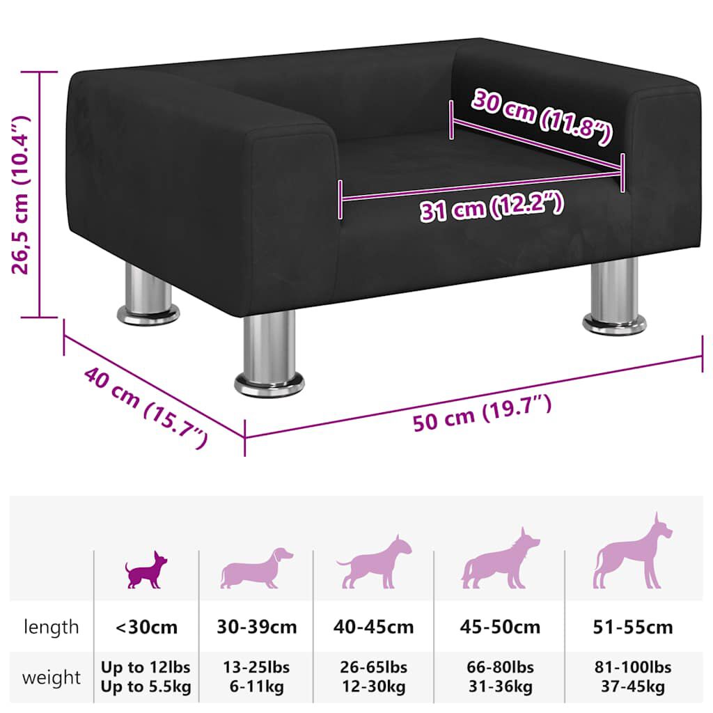 vidaXL Κρεβάτι Σκύλου Μαύρο 50 x 40 x 26,5 εκ. Βελούδινο