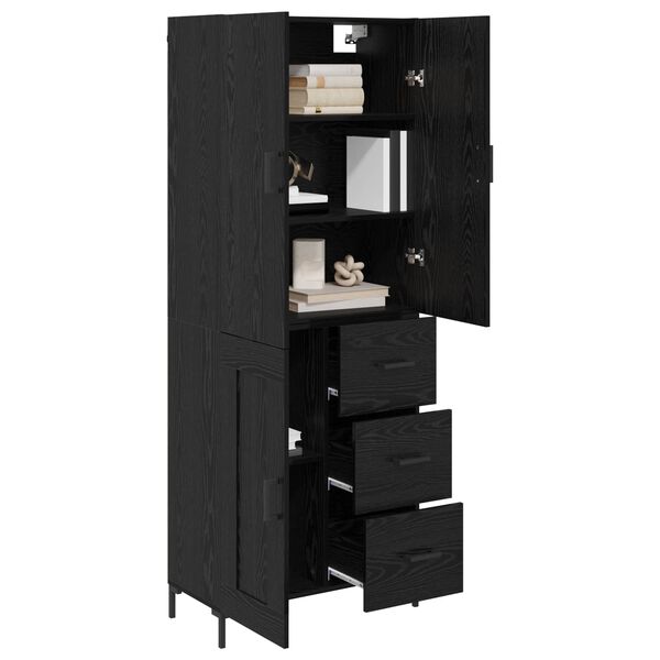 vidaXL Highboard &Mu;&alpha;ύ&rho;&eta; &Omicron;&xi;&upsilon;ά 69,5 x 34 x 180 &epsilon;&kappa;. &Epsilon;&pi;&epsilon;&xi;&epsilon;&rho;&gamma;&alpha;&sigma;&mu;έ&nu;&omicron; &xi;ύ&lambda;&omicron;