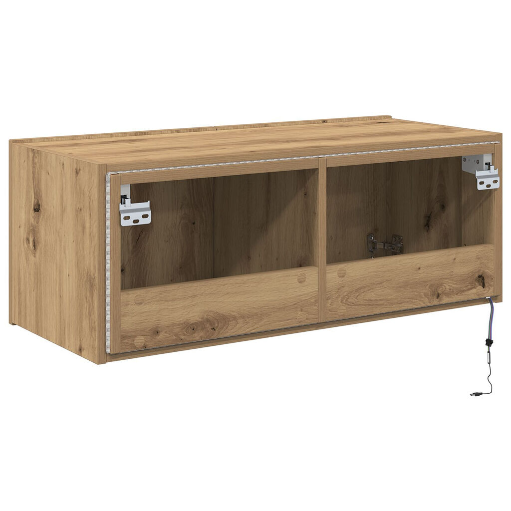 vidaXL Ντουλάπα TV με Φώτα LED Artisan Oak 80x35x31 εκ.