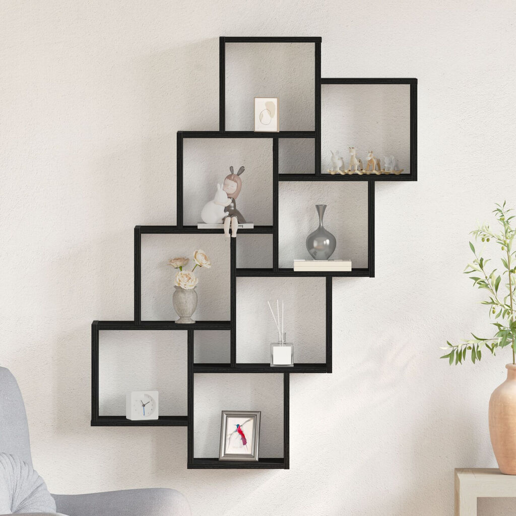 vidaXL Ράφι Τοίχου Μαύρη δρυς 90 x 15 x 119.5 εκ Επεξεργασμένο ξύλο