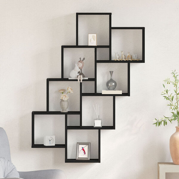 vidaXL Ράφι Τοίχου Μαύρη δρυς 90 x 15 x 119.5 εκ Επεξεργασμένο ξύλο
