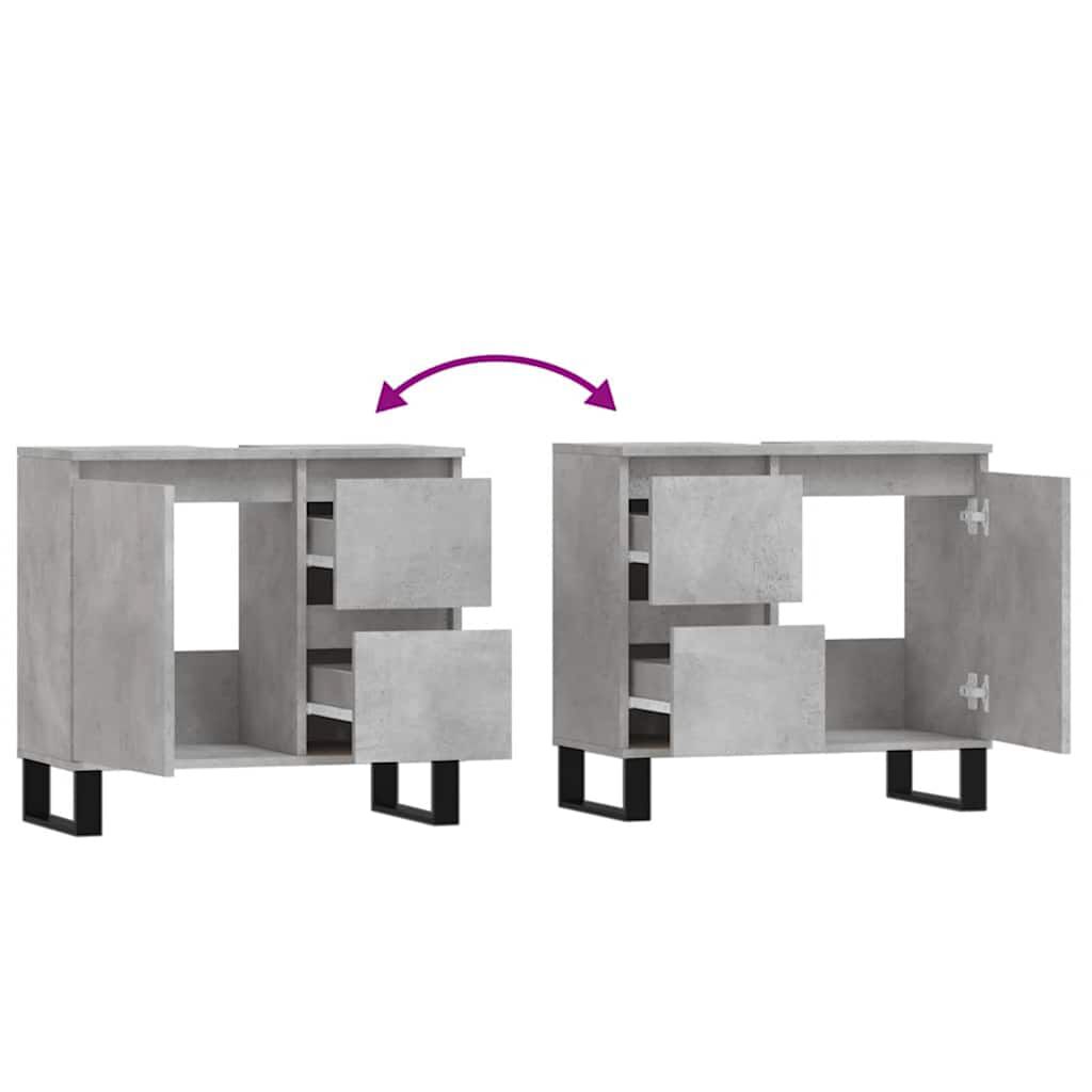 vidaXL Ντουλάπι Μπάνιου Γκρι Σκυροδέματος 65x33x60 εκ. Επεξ. Ξύλο
