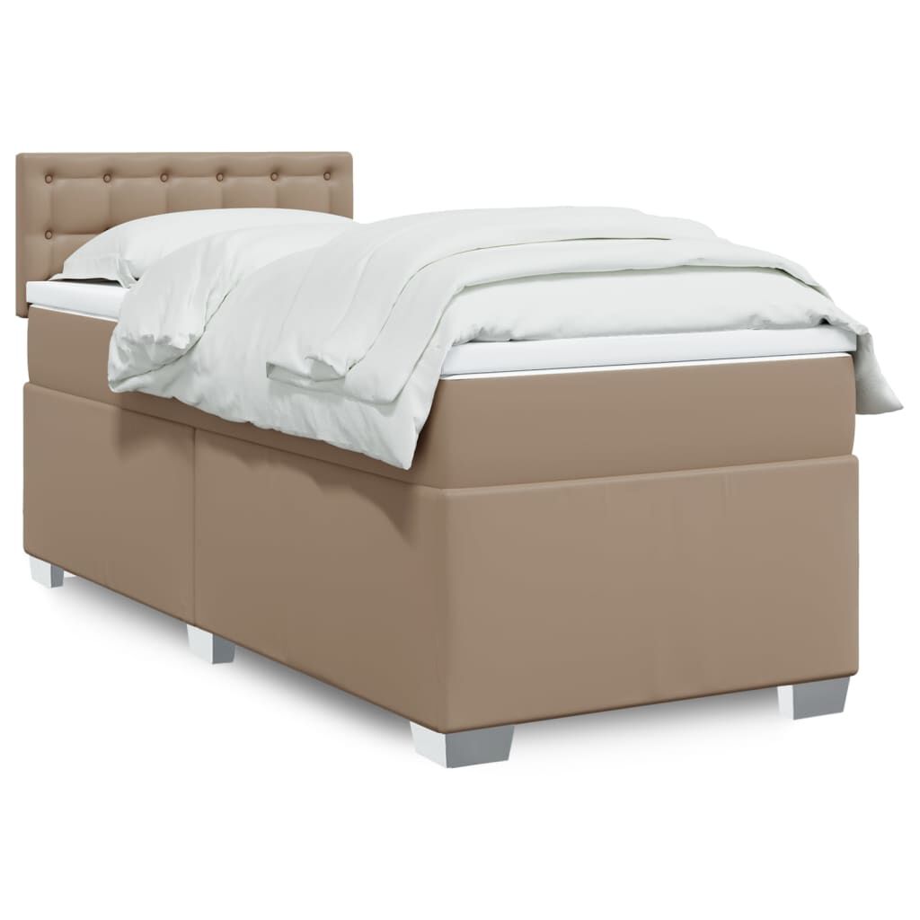 vidaXL Κρεβάτι Boxspring με Στρώμα Καπουτσίνο 80x200 εκ. Συνθ. Δέρμα