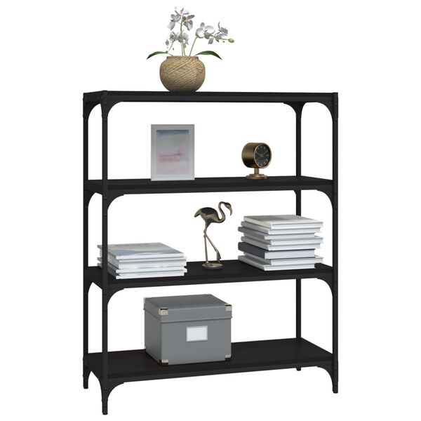 vidaXL Βιβλιοθήκη Μαύρη 80 x 33 x 100 εκ. Επεξεργασμένο Ξύλο & Ατσάλι