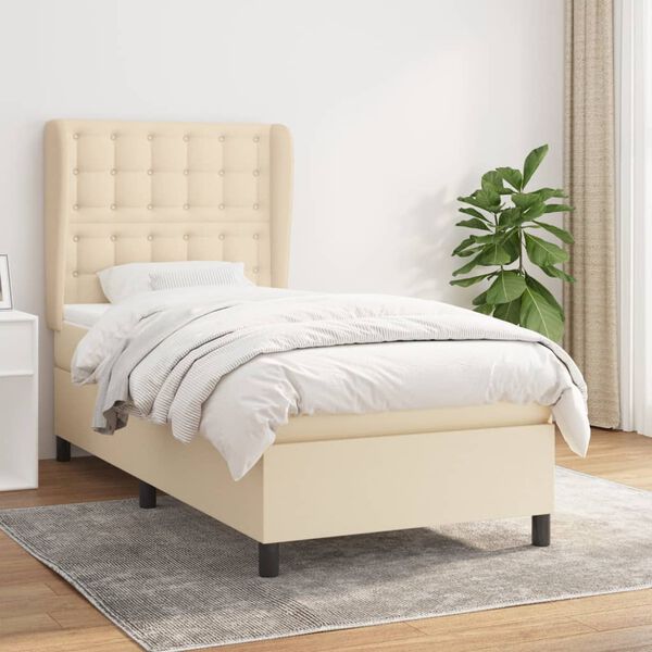 vidaXL &Kappa;&rho;&epsilon;&beta;ά&tau;&iota; Boxspring &mu;&epsilon; &Sigma;&tau;&rho;ώ&mu;&alpha; &Kappa;&rho;&epsilon;&mu; 100 x 200 &epsilon;&kappa;. &Upsilon;&phi;&alpha;&sigma;&mu;ά&tau;&iota;&nu;&omicron;