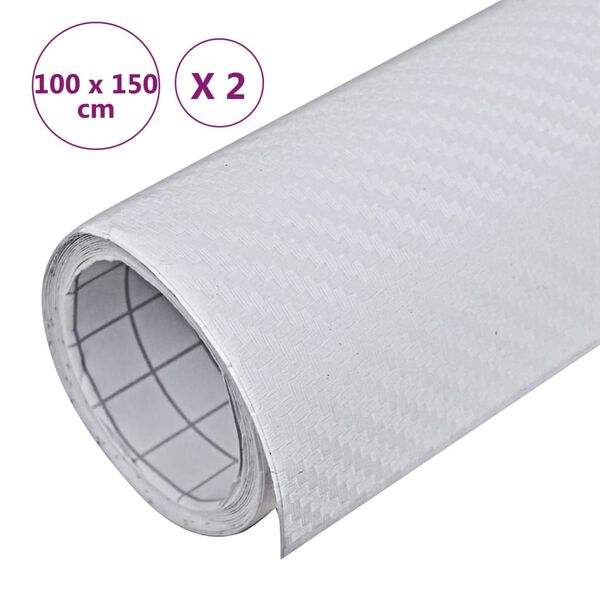 vidaXL Μεμβράνες Αυτοκινήτου 3D 2 τεμ. Λευκές 100 x 150 εκ.