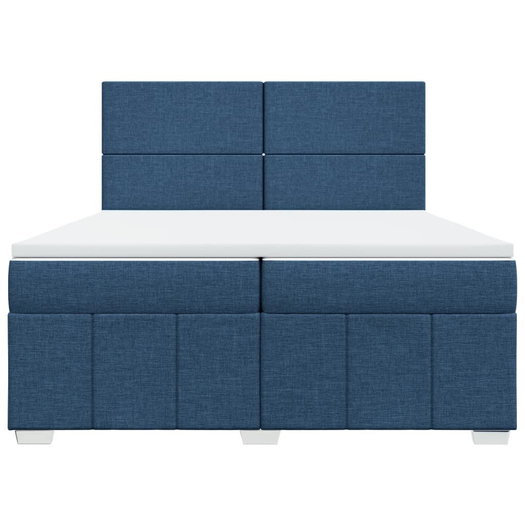 vidaXL Κρεβάτι Boxspring με Στρώμα Μπλε 200x200 εκ. Υφασμάτινο