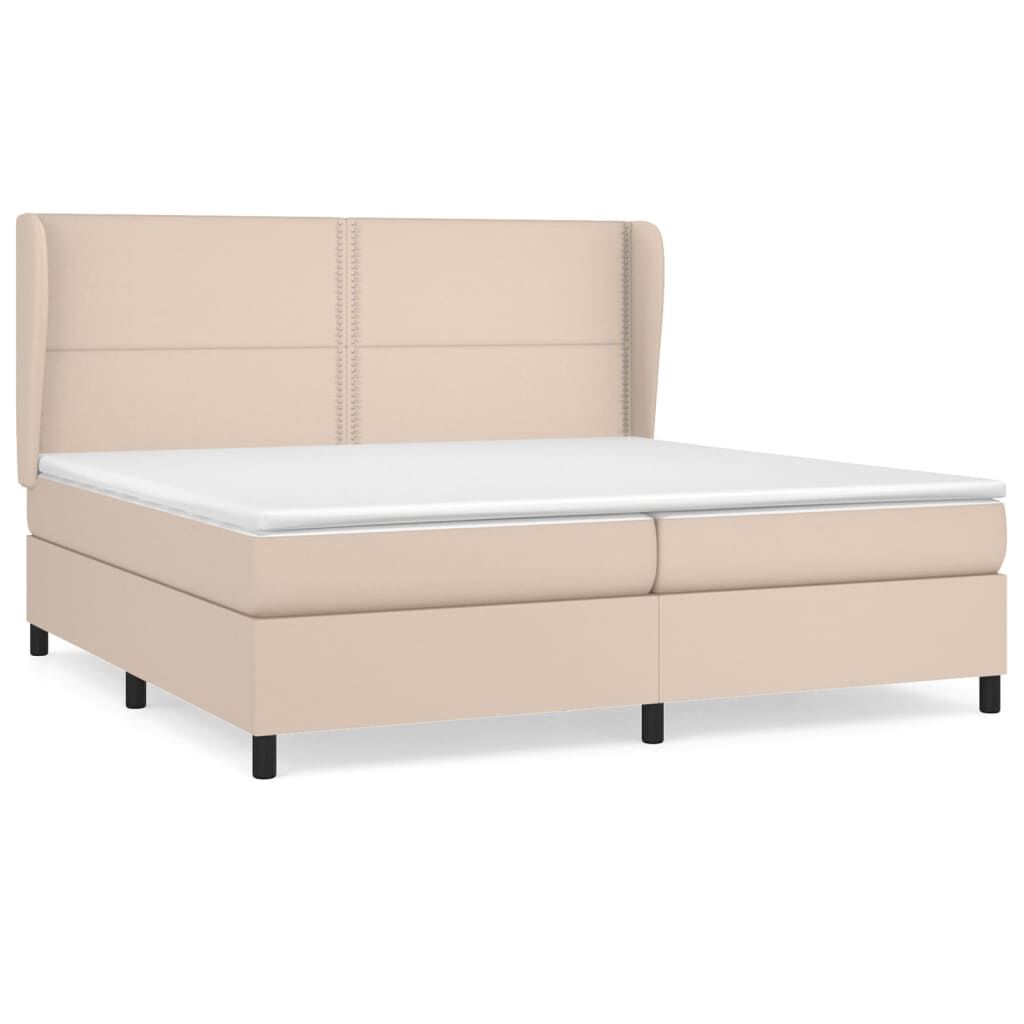 vidaXL Κρεβάτι Boxspring με Στρώμα Καπουτσίνο 200x200εκ.από Συνθ.Δέρμα