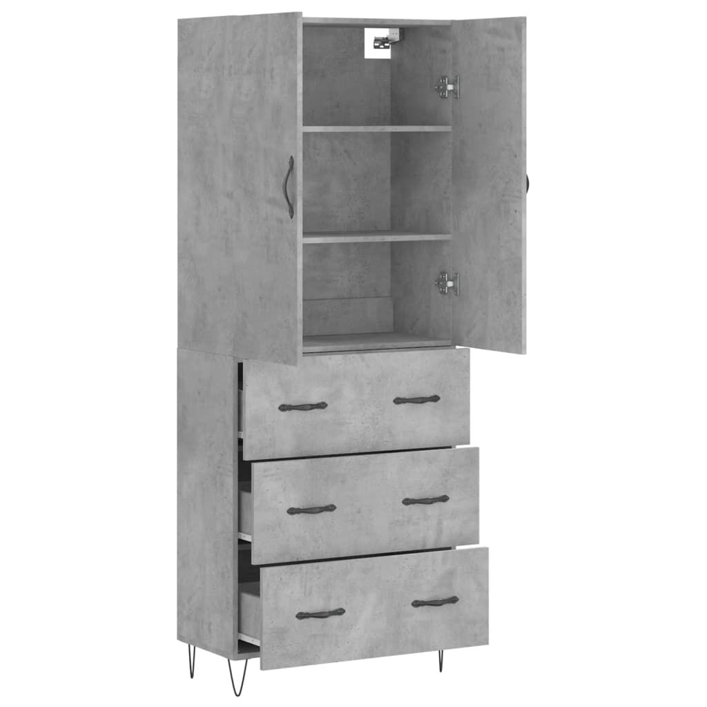 vidaXL Ντουλάπι Γκρι Σκυροδέματος 69,5x34x180 εκ. Επεξεργασμένο Ξύλο