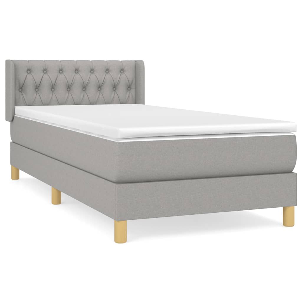 vidaXL Κρεβάτι Boxspring με Στρώμα Ανοιχτό Γκρι 100x200 εκ. Υφασμάτινο