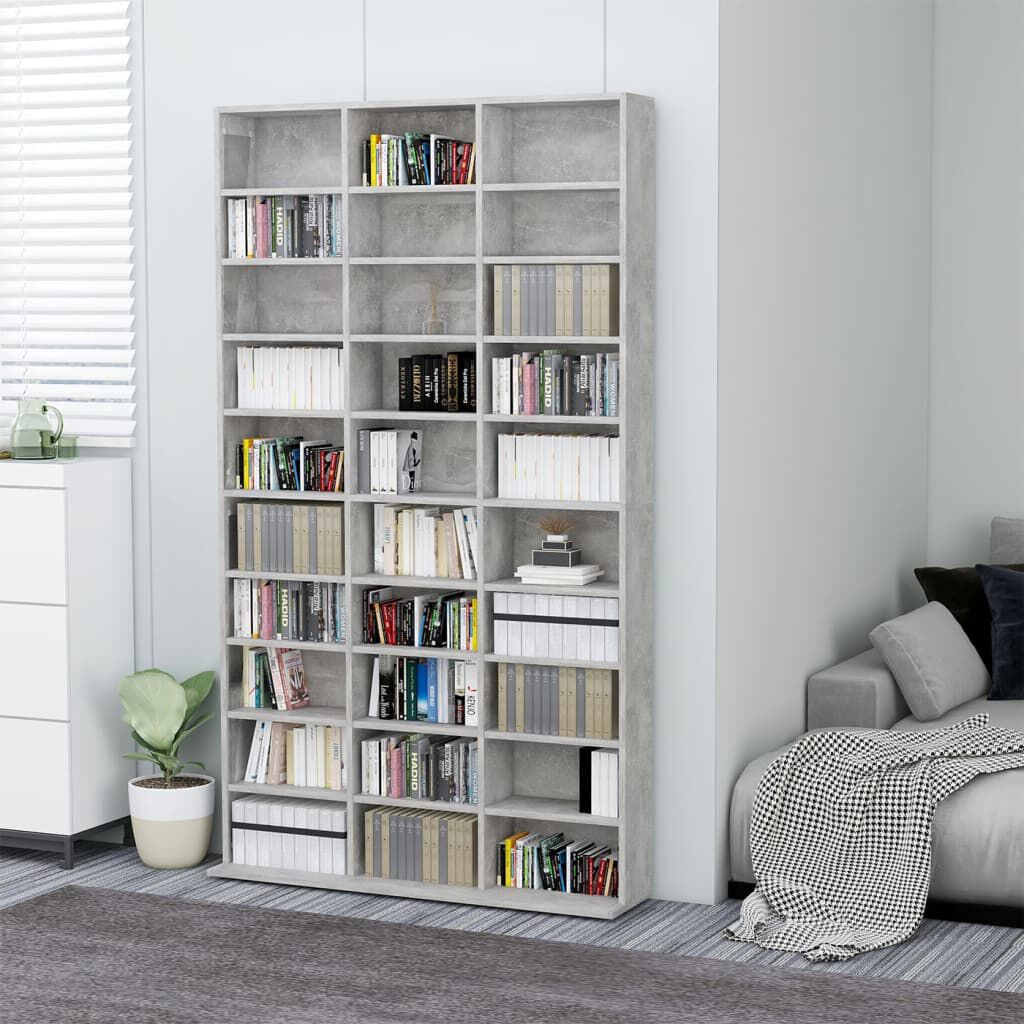 vidaXL Έπιπλο για CD Γκρι Σκυρ. 102x16x177,5εκ. από Επεξεργασμένο Ξύλο