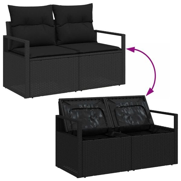vidaXL Σετ Καναπέ Κήπου 7 pcs Μαύρο