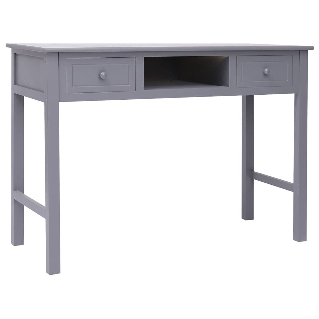 vidaXL Γραφείο Γκρι 108 x 45 x 76 εκ. από Μασίφ Ξύλο Παυλώνιας