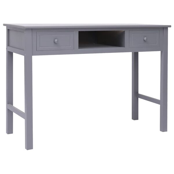 vidaXL Γραφείο Γκρι 108 x 45 x 76 εκ. από Μασίφ Ξύλο Παυλώνιας