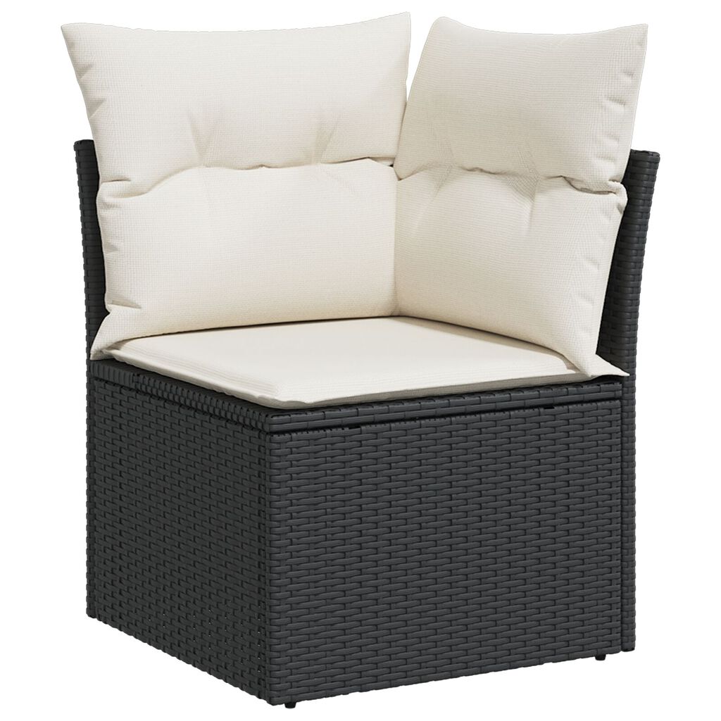 vidaXL Σετ Garden Sofa 9 Τεμαχίων με Μαξιλάρια Μαύρο Πολυ Ρατάν