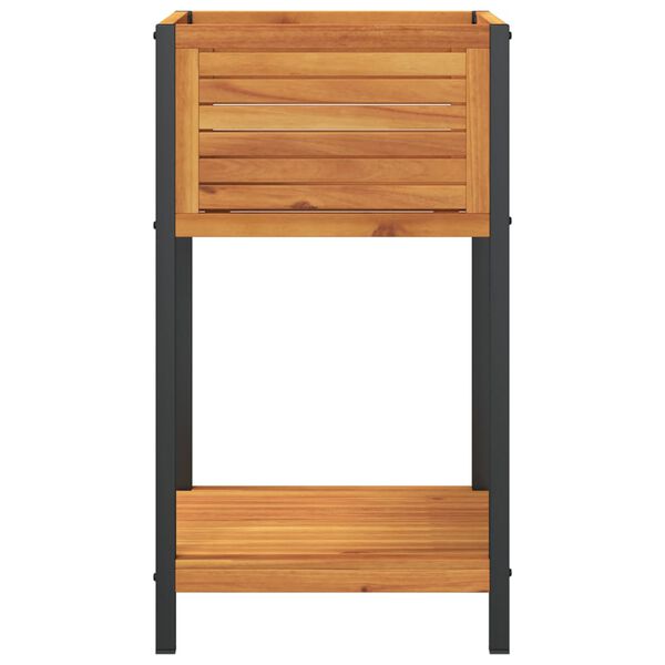 vidaXL Ζαρντινιέρα Κήπου με Ράφι 45x45x80 εκ. Μασίφ Ακακία/Ατσάλι