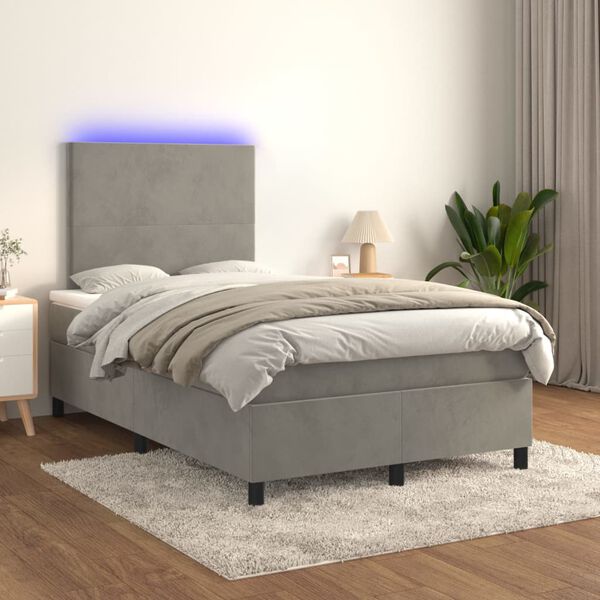 vidaXL &Kappa;&rho;&epsilon;&beta;ά&tau;&iota; Boxspring &mu;&epsilon; &Sigma;&tau;&rho;ώ&mu;&alpha; & LED &Alpha;&nu;.&Gamma;&kappa;&rho;&iota; 120x200 &epsilon;&kappa;. &Beta;&epsilon;&lambda;&omicron;ύ&delta;&iota;&nu;&omicron;