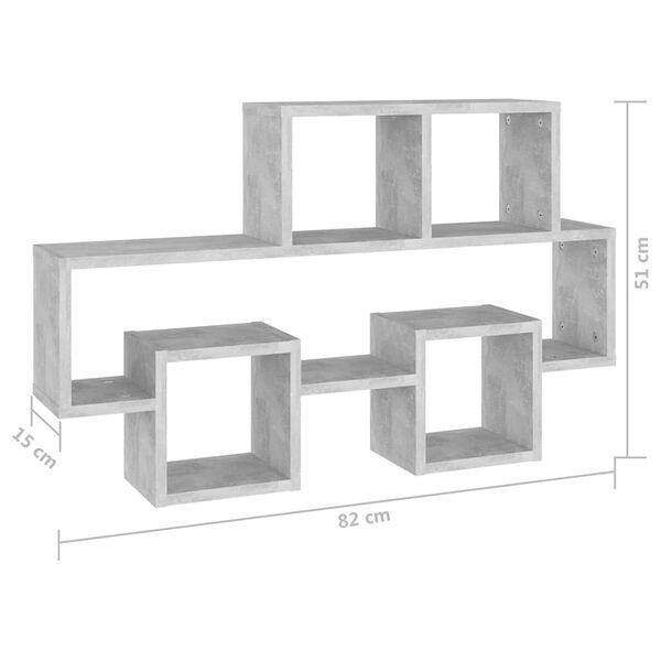 vidaXL Ράφι Τοίχου Σχήμα Αυτοκιν. Γκρι Σκυρ. 82x15x51 εκ. Επεξ. Ξύλο