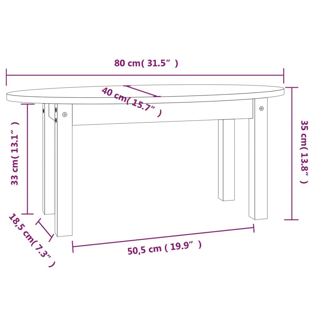 vidaXL Τραπεζάκι Σαλονιού Μαύρο 80x40x35 εκ. από Μασίφ Ξύλο Πεύκου