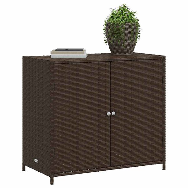 vidaXL Ντουλάπι Αποθήκευσης Κήπου Καφέ 83x45x76 εκ. Συνθετικό Ρατάν