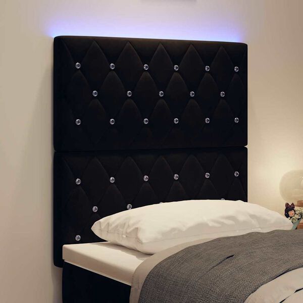 vidaXL Κεφαλάρι LED με φώτα λωρίδας LED Argyle Μαύρο 80 cm Βελούδο
