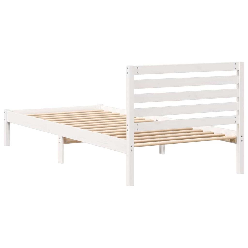 vidaXL Σκελετός Κρεβατιού Λευκό 100 x 220 cm Μασίφ ξύλο πεύκου