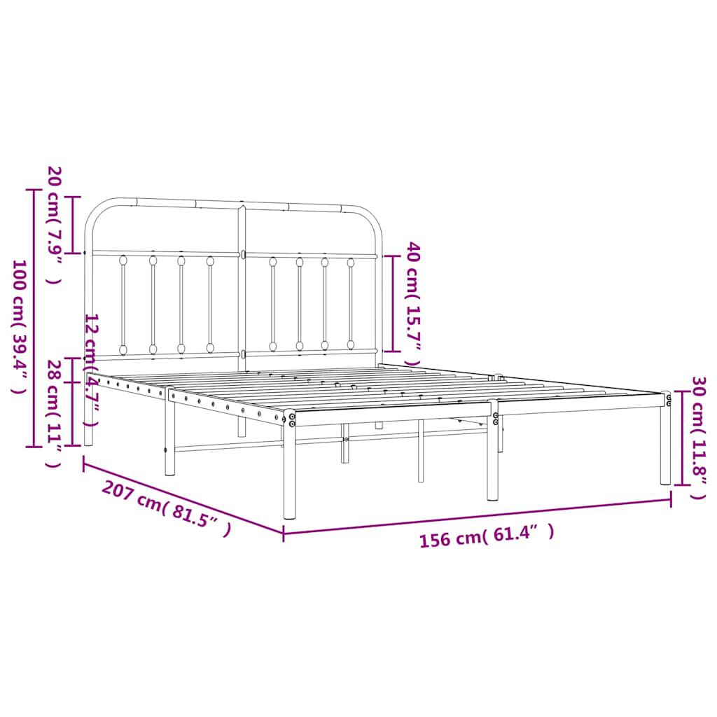 vidaXL Πλαίσιο Κρεβατιού με Κεφαλάρι Λευκό 150 x 200 εκ. Μεταλλικό