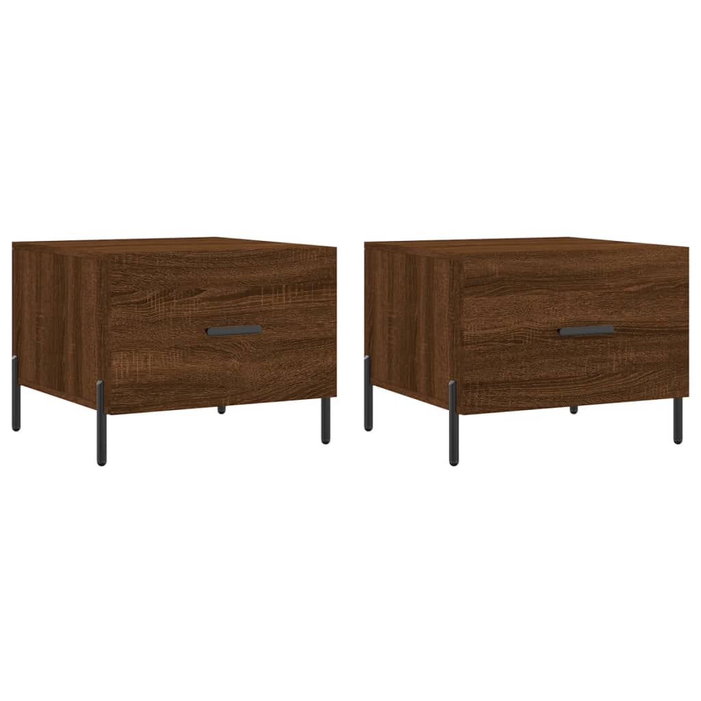 vidaXL Τραπεζάκια Σαλονιού 2 τεμ Brown Oak 50x50x40 εκ Επεξ. Ξύλο