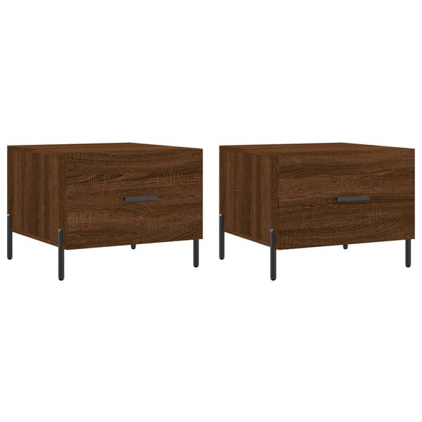 vidaXL Τραπεζάκια Σαλονιού 2 τεμ Brown Oak 50x50x40 εκ Επεξ. Ξύλο