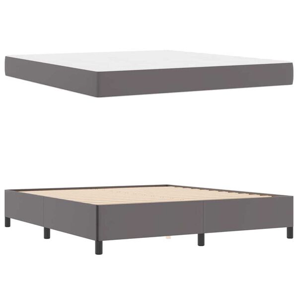 vidaXL Σκελετός κρεβατιού με στρώμα Γκρι 180 x 200 cm Τεχνητό δέρμα