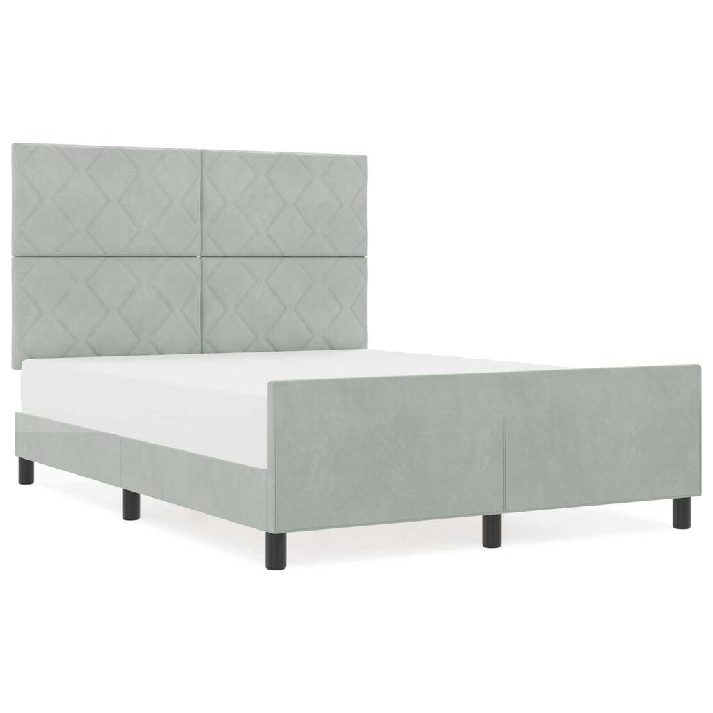 vidaXL Σκελετός Κρεβατιού Ανοιχτό γκρι 140 x 190 cm Βελούδο