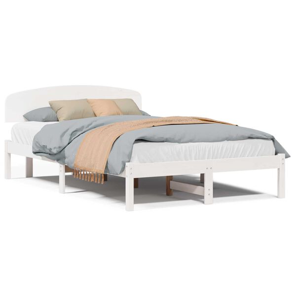 vidaXL Σκελετός Κρεβατιού Λευκό 140 x 190 cm Μασίφ ξύλο πεύκου
