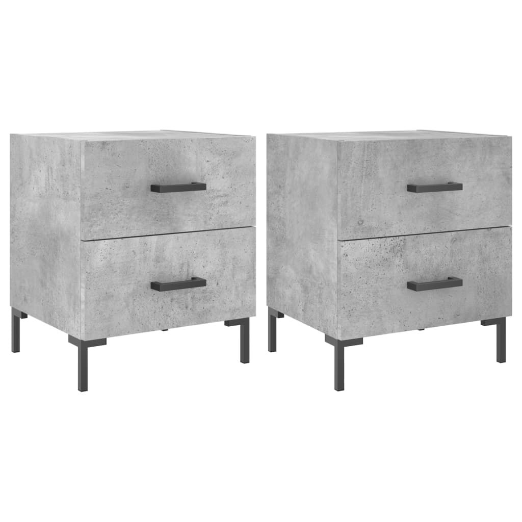 vidaXL Κομοδίνα 2 τεμ. Γκρι Σκυροδεμ. 40 x 35 x 47,5 εκ. Επεξεργ. Ξύλο