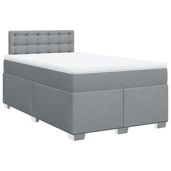 vidaXL Κρεβάτι Boxspring με Στρώμα Ανοιχτό Γκρι 120x200 εκ. Υφασμάτινο