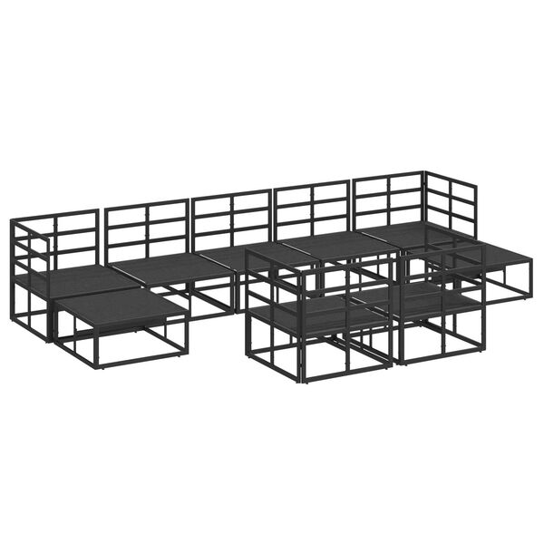vidaXL Σετ Καναπέ Κήπου 9 pcs Μαύρο 353 x 141.5 x 71 εκ Αλουμίνιο