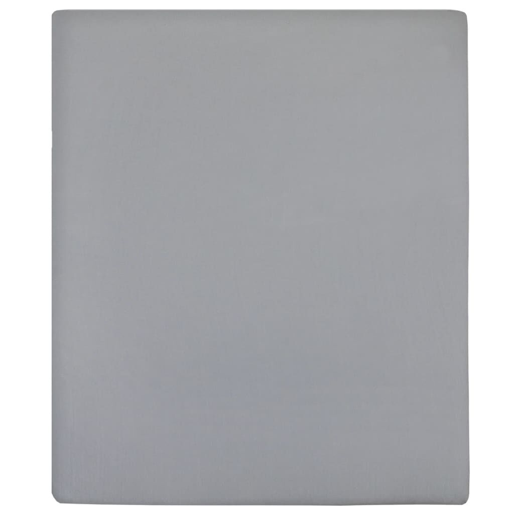 vidaXL Σεντόνι με Λάστιχο Γκρι 140x200 εκ. Βαμβακερό Ζέρσεϊ