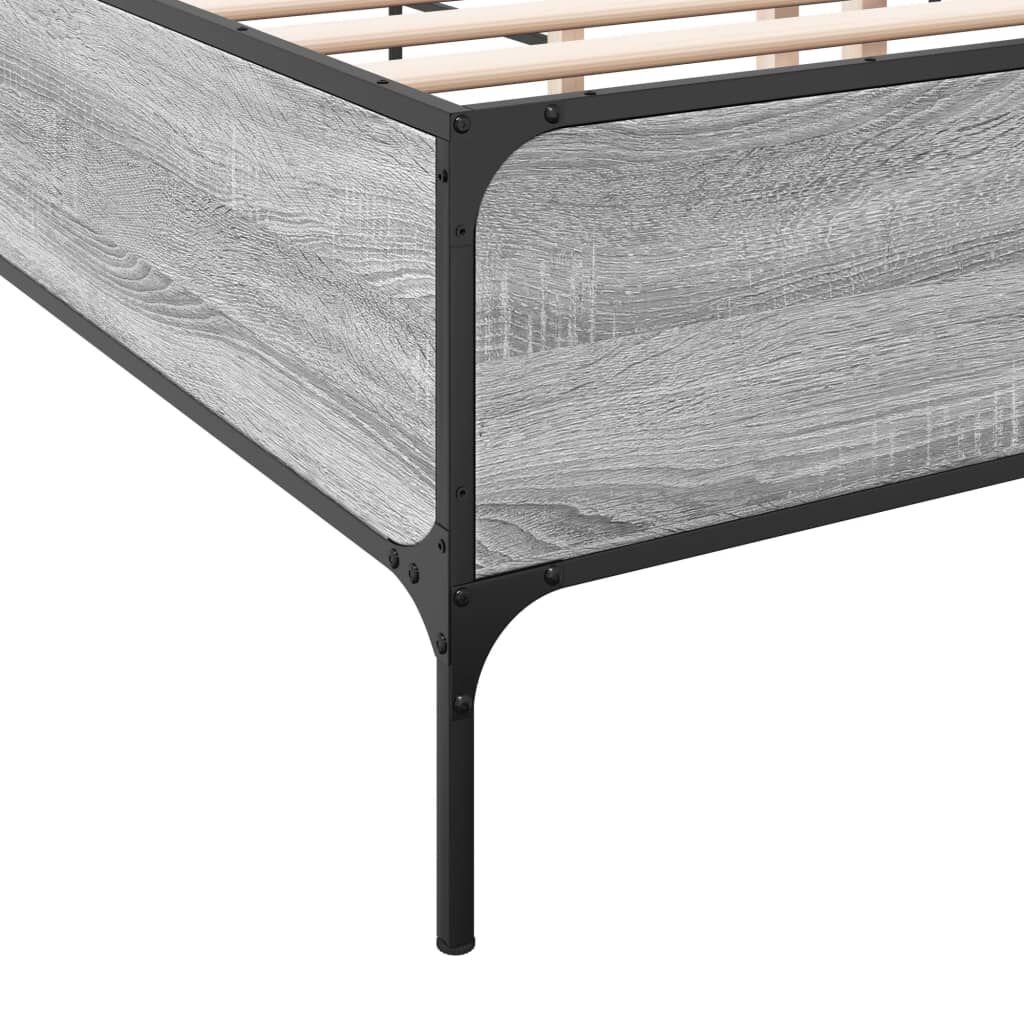 vidaXL Πλαίσιο Κρεβατιού Γκρι Sonoma 120 x 190εκ. Επεξ. Ξύλο & Μέταλλο