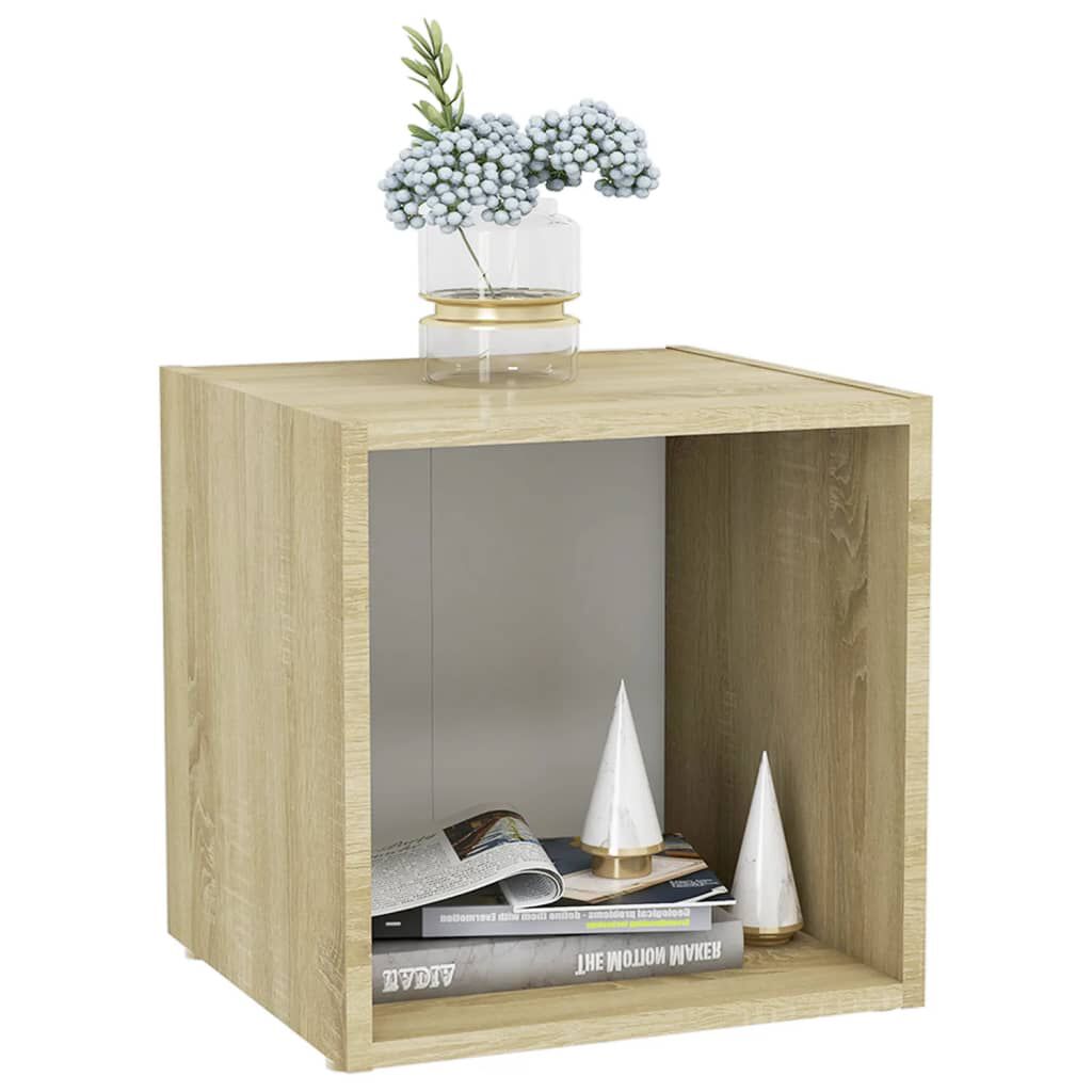 vidaXL Έπιπλα Τηλεόρασης 2 τεμ. Λευκό & Δρυς 37x35x37 εκ. Επεξ. Ξύλο