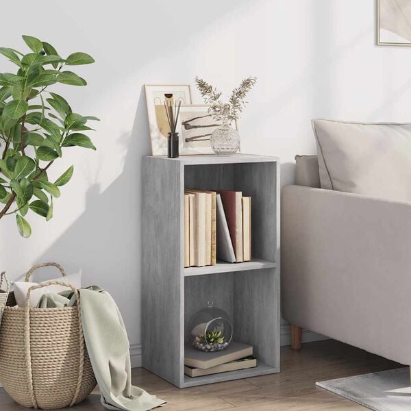 vidaXL Βιβλιοθήκη με 2 Ράφια Γκρι Σκυροδεμ. 40x30x76,5 εκ. Μοριοσανίδα
