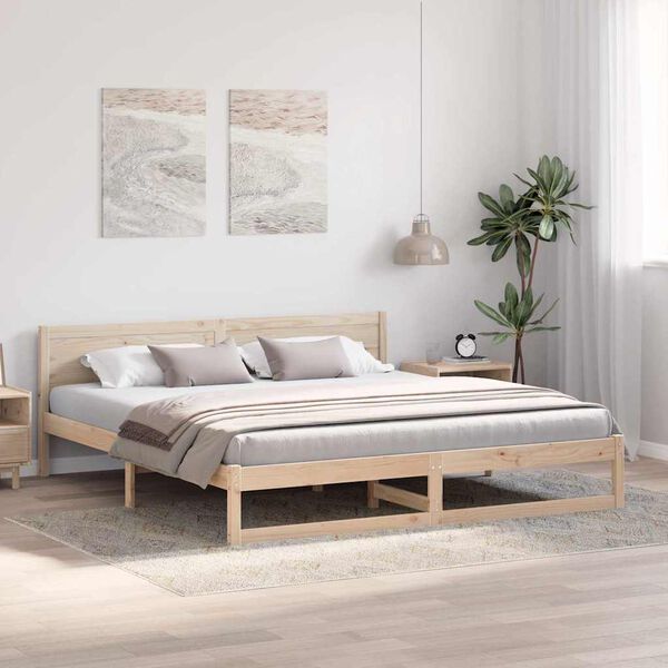 vidaXL Σκελετός Κρεβατιού Καφέ 180 x 200 cm Μασίφ ξύλο πεύκου