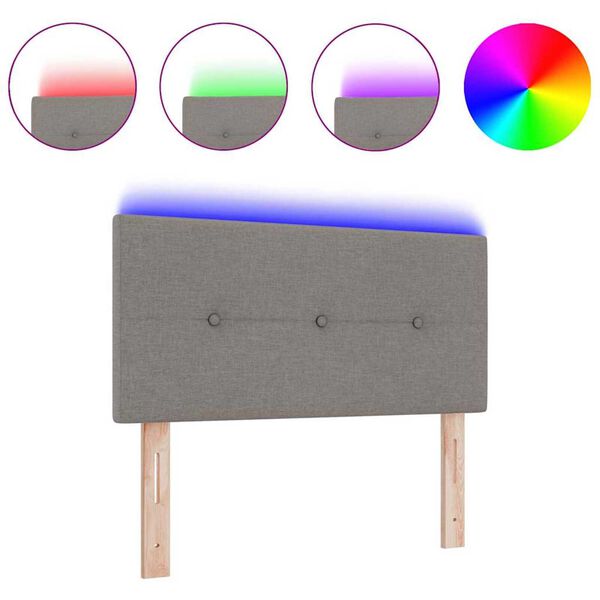 vidaXL LED Κεφαλάρι με φώτα λωρίδας LED με κεφαλάρι Taupe 80 cm ύφασμα